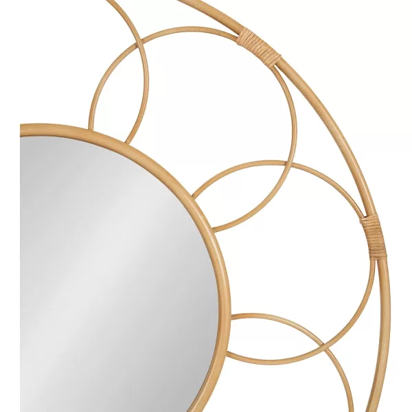 imageKate and Laurel Cori Boho Round Mirror 34 Inch Diameter Natural Light Decorative Metal Mirror with Rattan Accenting for Coastal Home Wall DecorBrown