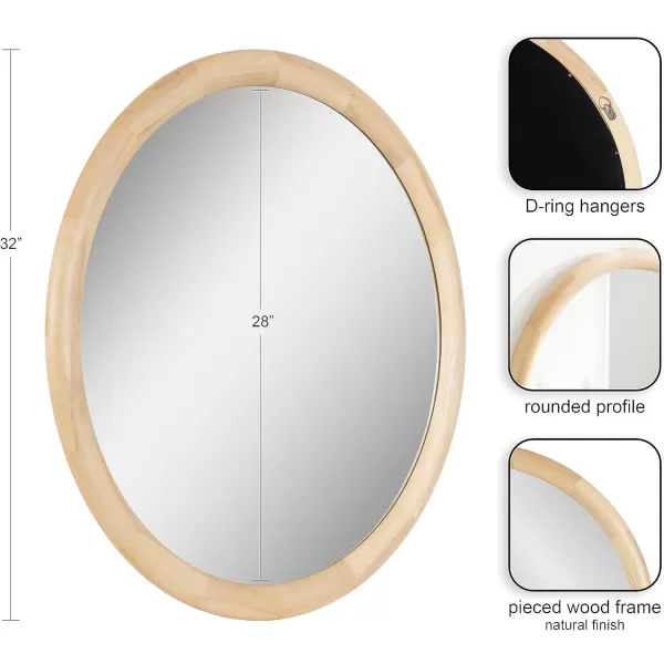 imageKate and Laurel Dessa Transitional Round Wooden Wall Mirror 32 Inch Diameter Natural Rustic Modern Circle Bathroom Vanity Mirror with Chunky Rounded Profile and Solid Poplar Wood FrameNatural