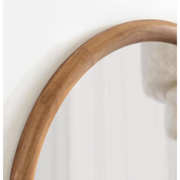 imageKate and Laurel Dessa Transitional Round Wooden Wall Mirror 32 Inch Diameter Natural Rustic Modern Circle Bathroom Vanity Mirror with Chunky Rounded Profile and Solid Poplar Wood FrameRustic Brown