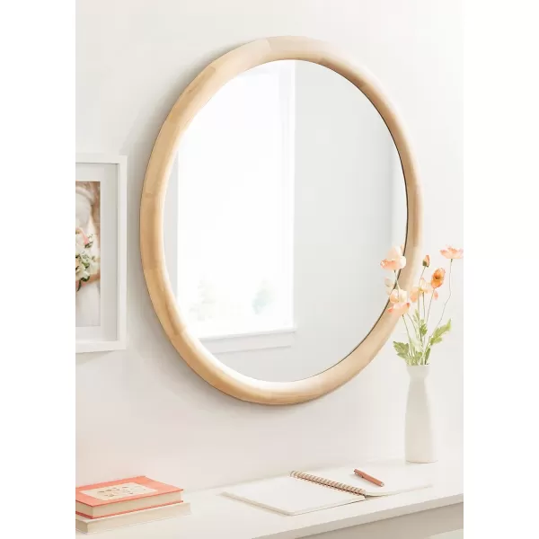 imageKate and Laurel Dessa Transitional Round Wooden Wall Mirror 32 Inch Diameter Natural Rustic Modern Circle Bathroom Vanity Mirror with Chunky Rounded Profile and Solid Poplar Wood FrameNatural