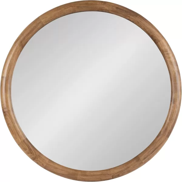 imageKate and Laurel Dessa Transitional Round Wooden Wall Mirror 32 Inch Diameter Natural Rustic Modern Circle Bathroom Vanity Mirror with Chunky Rounded Profile and Solid Poplar Wood FrameRustic Brown