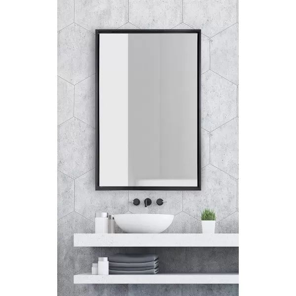 imageKate and Laurel Evans Glam Floating Framed Wall Mirror 18quot x 24quot Gold Chic Rectangle Accent MirrorBlack