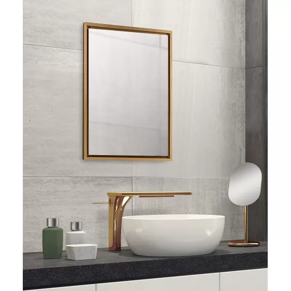 imageKate and Laurel Evans Glam Floating Framed Wall Mirror 18quot x 24quot Gold Chic Rectangle Accent MirrorGold