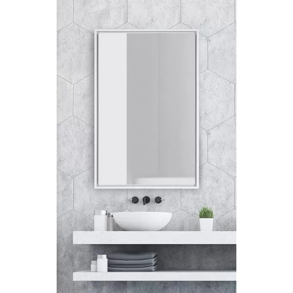 imageKate and Laurel Evans Glam Floating Framed Wall Mirror 18quot x 24quot Gold Chic Rectangle Accent MirrorWhite