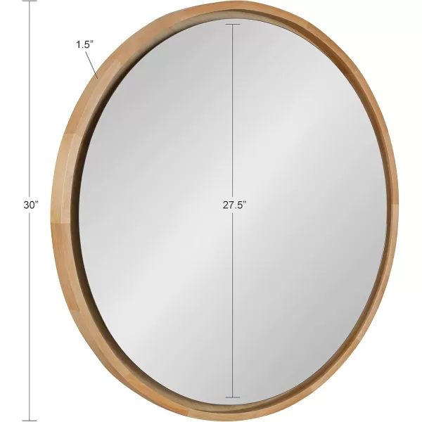 imageKate and Laurel Evans MidCentury Round Wood Framed Wall Mirror 30 inch Diameter Walnut Brown Decorative Modern Mirror for WallNatural