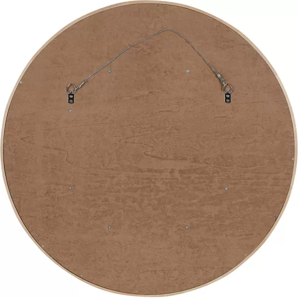 imageKate and Laurel Evans MidCentury Round Wood Framed Wall Mirror 30 inch Diameter Walnut Brown Decorative Modern Mirror for WallNatural