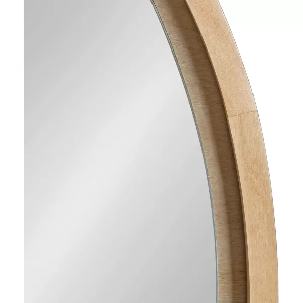 imageKate and Laurel Evans MidCentury Round Wood Framed Wall Mirror 30 inch Diameter Walnut Brown Decorative Modern Mirror for WallNatural