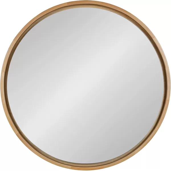 imageKate and Laurel Evans MidCentury Round Wood Framed Wall Mirror 30 inch Diameter Walnut Brown Decorative Modern Mirror for WallNatural