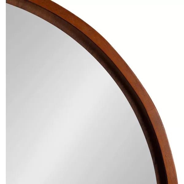 imageKate and Laurel Evans MidCentury Round Wood Framed Wall Mirror 30 inch Diameter Walnut Brown Decorative Modern Mirror for WallWalnut Brown