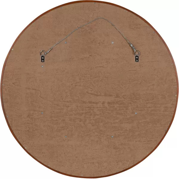 imageKate and Laurel Evans MidCentury Round Wood Framed Wall Mirror 30 inch Diameter Walnut Brown Decorative Modern Mirror for WallWalnut Brown