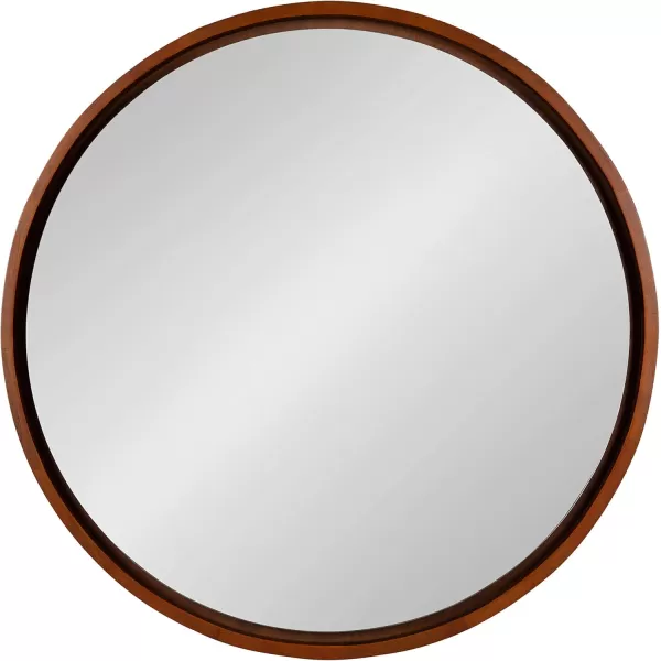 imageKate and Laurel Evans MidCentury Round Wood Framed Wall Mirror 30 inch Diameter Walnut Brown Decorative Modern Mirror for WallWalnut Brown