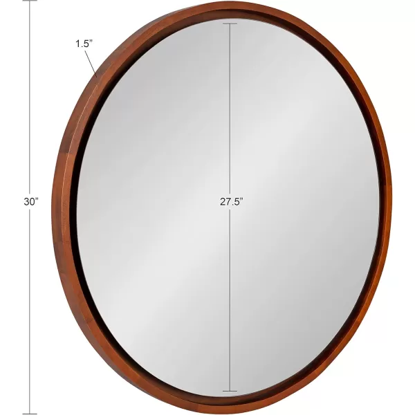 imageKate and Laurel Evans MidCentury Round Wood Framed Wall Mirror 30 inch Diameter Walnut Brown Decorative Modern Mirror for WallWalnut Brown