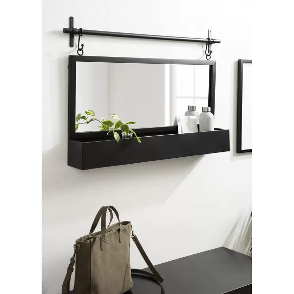 imageKate and Laurel Gammons Metal Framed Wall Mirror with Storage Shelf 18quot x 39quot Black Hanging Barn DoorInspired Accent MirrorBlack