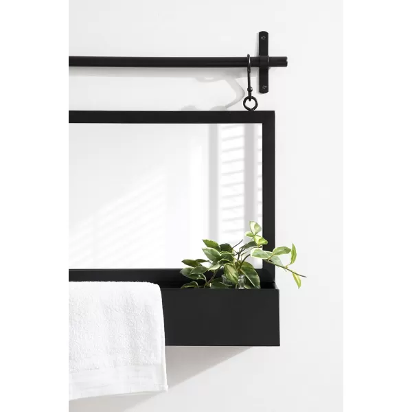 imageKate and Laurel Gammons Metal Framed Wall Mirror with Storage Shelf 18quot x 39quot Black Hanging Barn DoorInspired Accent MirrorBlack