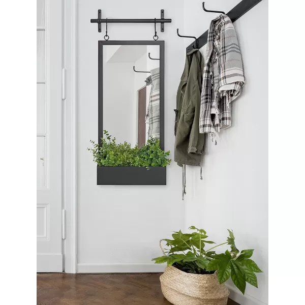 imageKate and Laurel Gammons Metal Framed Wall Mirror with Storage Shelf 18quot x 39quot Black Hanging Barn DoorInspired Accent MirrorBlack