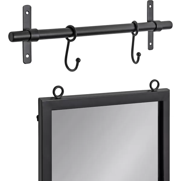 imageKate and Laurel Gammons Metal Framed Wall Mirror with Storage Shelf 18quot x 39quot Black Hanging Barn DoorInspired Accent MirrorBlack