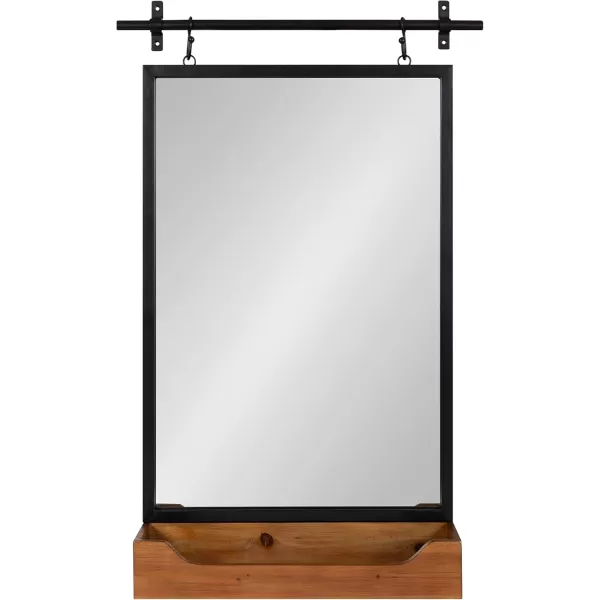 imageKate and Laurel Gammons Metal Framed Wall Mirror with Storage Shelf 18quot x 39quot Black Hanging Barn DoorInspired Accent MirrorBlackRustic Brown