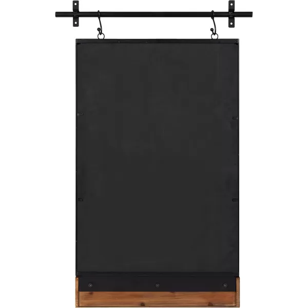 imageKate and Laurel Gammons Metal Framed Wall Mirror with Storage Shelf 18quot x 39quot Black Hanging Barn DoorInspired Accent MirrorBlackRustic Brown