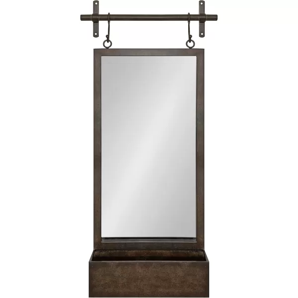 imageKate and Laurel Gammons Metal Framed Wall Mirror with Storage Shelf 18quot x 39quot Black Hanging Barn DoorInspired Accent MirrorSilver