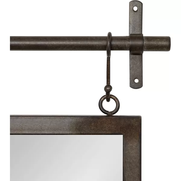 imageKate and Laurel Gammons Metal Framed Wall Mirror with Storage Shelf 18quot x 39quot Black Hanging Barn DoorInspired Accent MirrorSilver