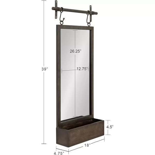 imageKate and Laurel Gammons Metal Framed Wall Mirror with Storage Shelf 18quot x 39quot Black Hanging Barn DoorInspired Accent MirrorSilver