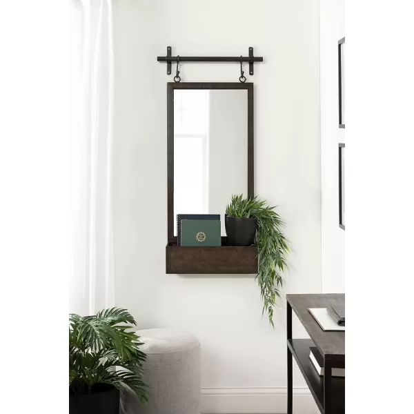 imageKate and Laurel Gammons Metal Framed Wall Mirror with Storage Shelf 18quot x 39quot Black Hanging Barn DoorInspired Accent MirrorSilver
