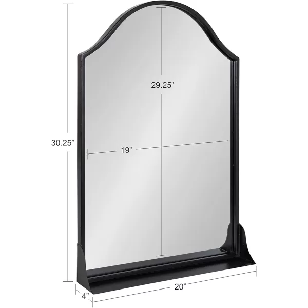 imageKate and Laurel Gramera Traditional Scalloped Arched Wall Mirror with Shelf 20x30 Black Decorative Glam Arch Mirror with Display Ledge and Sleek FinishBlack