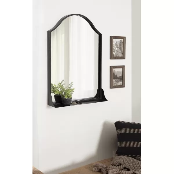 imageKate and Laurel Gramera Traditional Scalloped Arched Wall Mirror with Shelf 20x30 Black Decorative Glam Arch Mirror with Display Ledge and Sleek FinishBlack