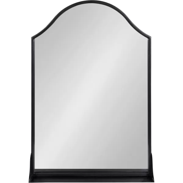 imageKate and Laurel Gramera Traditional Scalloped Arched Wall Mirror with Shelf 20x30 Black Decorative Glam Arch Mirror with Display Ledge and Sleek FinishBlack