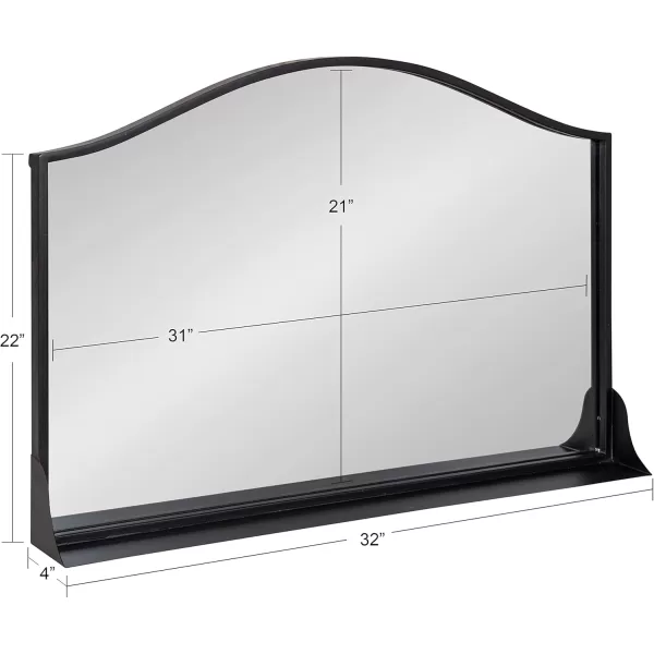 imageKate and Laurel Gramera Traditional Scalloped Arched Wall Mirror with Shelf 20x30 Black Decorative Glam Arch Mirror with Display Ledge and Sleek FinishBlack