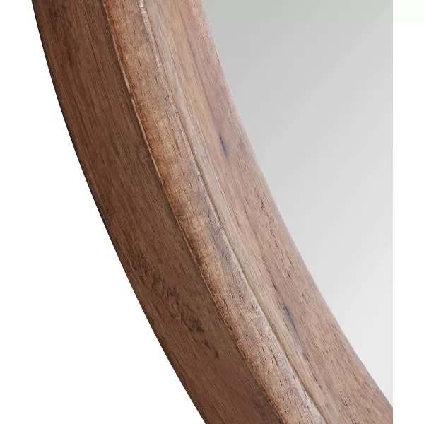 imageKate and Laurel Hartman Transitional Round Wood Framed Wall Mirror 30quot Diameter Brown Boho Chic Round Mirror for Wall24 Diameter