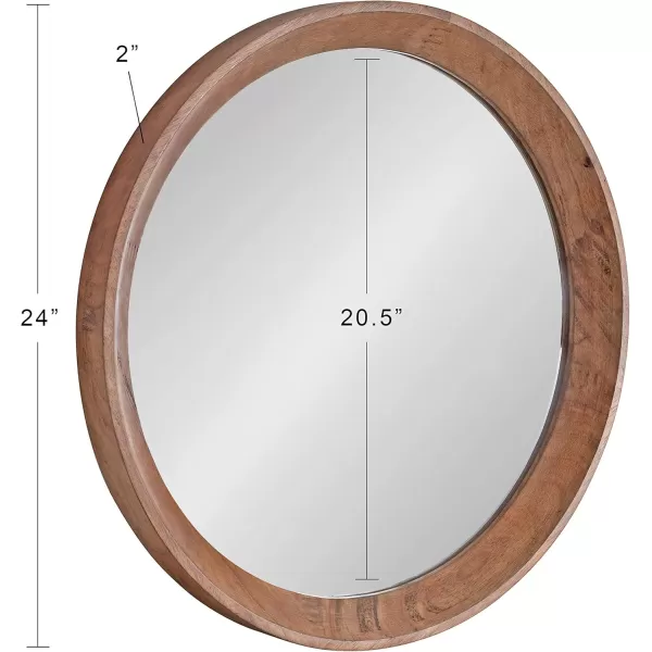 imageKate and Laurel Hartman Transitional Round Wood Framed Wall Mirror 30quot Diameter Brown Boho Chic Round Mirror for Wall24 Diameter