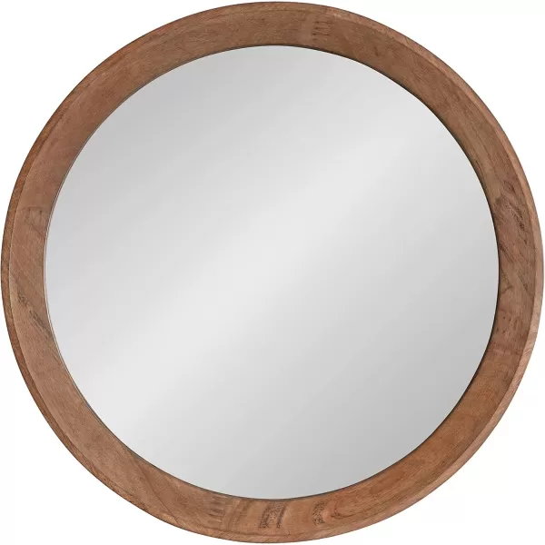 imageKate and Laurel Hartman Transitional Round Wood Framed Wall Mirror 30quot Diameter Brown Boho Chic Round Mirror for Wall24 Diameter