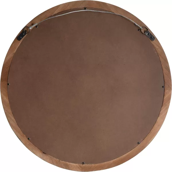 imageKate and Laurel Hartman Transitional Round Wood Framed Wall Mirror 30quot Diameter Brown Boho Chic Round Mirror for Wall30 Diameter