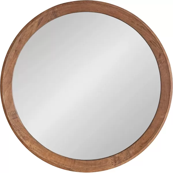 imageKate and Laurel Hartman Transitional Round Wood Framed Wall Mirror 30quot Diameter Brown Boho Chic Round Mirror for Wall30 Diameter