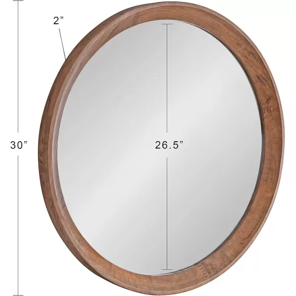 imageKate and Laurel Hartman Transitional Round Wood Framed Wall Mirror 30quot Diameter Brown Boho Chic Round Mirror for Wall30 Diameter