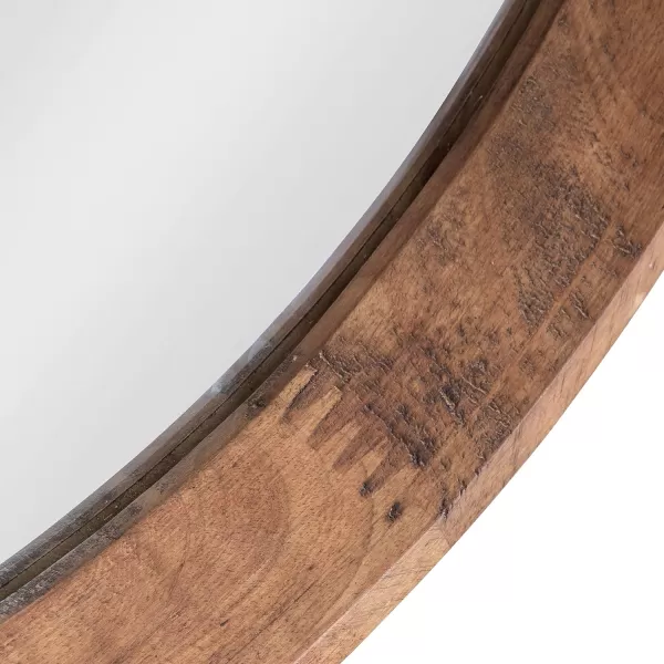 imageKate and Laurel Hartman Transitional Round Wood Framed Wall Mirror 30quot Diameter Brown Boho Chic Round Mirror for Wall30 Diameter