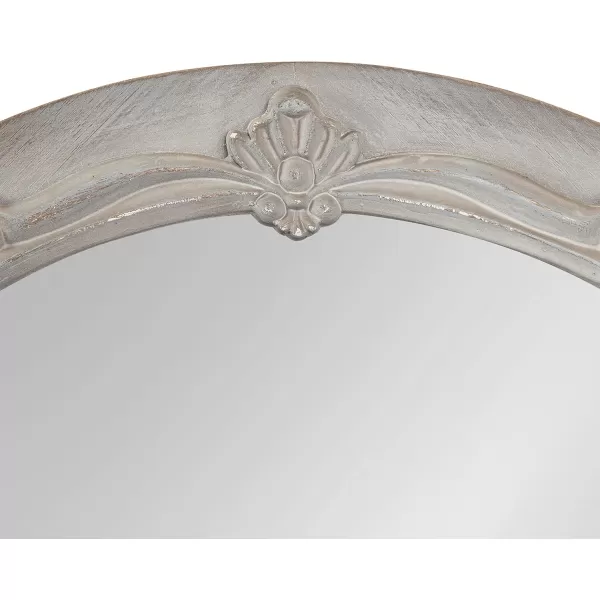 imageKate and Laurel Irelyn Coastal Wall Mirror 26 Inch Diameter Gray Farmhouse Inspired Dimensional Wall Decor Accent Piece with Round Frame and Ornate Crown Detailing