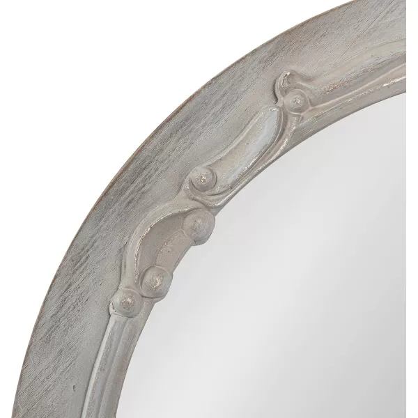 imageKate and Laurel Irelyn Coastal Wall Mirror 26 Inch Diameter Gray Farmhouse Inspired Dimensional Wall Decor Accent Piece with Round Frame and Ornate Crown Detailing