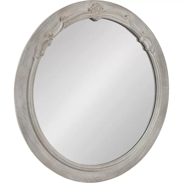 imageKate and Laurel Irelyn Coastal Wall Mirror 26 Inch Diameter Gray Farmhouse Inspired Dimensional Wall Decor Accent Piece with Round Frame and Ornate Crown Detailing
