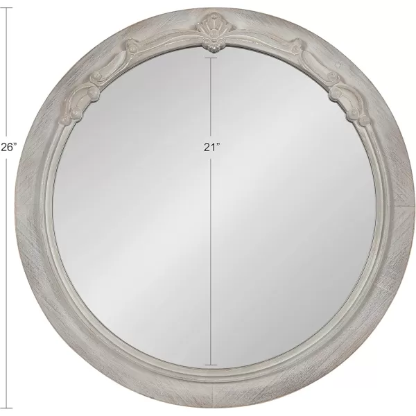 imageKate and Laurel Irelyn Coastal Wall Mirror 26 Inch Diameter Gray Farmhouse Inspired Dimensional Wall Decor Accent Piece with Round Frame and Ornate Crown Detailing