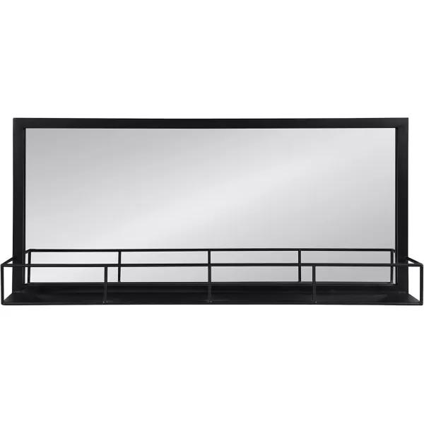 imageKate and Laurel Jackson Large RusticModern Farmhouse Metal Frame Mirror and Shelf Black 18x40