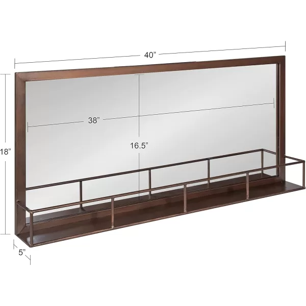 imageKate and Laurel Jackson Modern Wall Mirror with Shelf 18 x 40 Bronze Decorative Mirror with Functional Shelf for Storage and Display