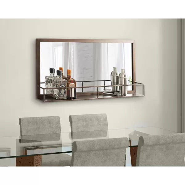 imageKate and Laurel Jackson Modern Wall Mirror with Shelf 18 x 40 Bronze Decorative Mirror with Functional Shelf for Storage and Display