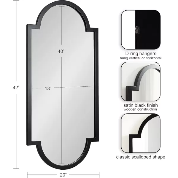 imageKate and Laurel Jovie Modern Panel Wall Mirror 20 x 42 Gold Glam Decorative Mirror for WallBlack