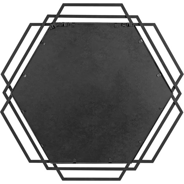 imageKate and Laurel Kona Modern Dimensional Metal Hexagon Mirror with Geometric Frame Design and Substantial Size 32x31 Black