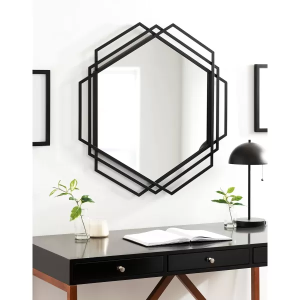 imageKate and Laurel Kona Modern Dimensional Metal Hexagon Mirror with Geometric Frame Design and Substantial Size 32x31 Black