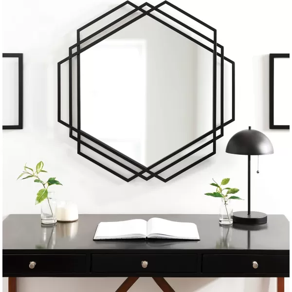 imageKate and Laurel Kona Modern Dimensional Metal Hexagon Mirror with Geometric Frame Design and Substantial Size 32x31 Black