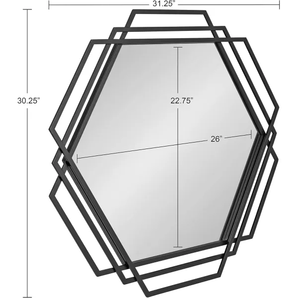 imageKate and Laurel Kona Modern Dimensional Metal Hexagon Mirror with Geometric Frame Design and Substantial Size 32x31 Black