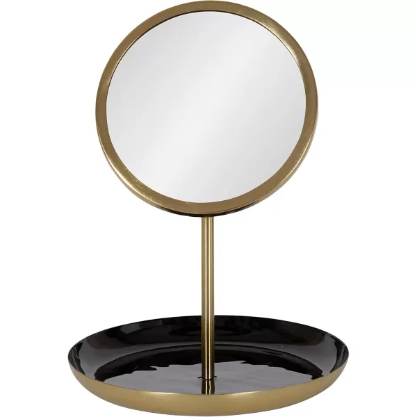 imageKate and Laurel Laranya Modern Decorative Table Mirror 11 x 15 Black and Gold Glamorous Freestanding Tabletop Mirror with Robust Metal Tray for Makeup and Jewelry Storage and DisplayBlackGold